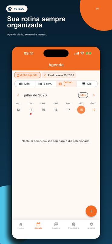 Tela de agenda do aplicativo VetEvo
